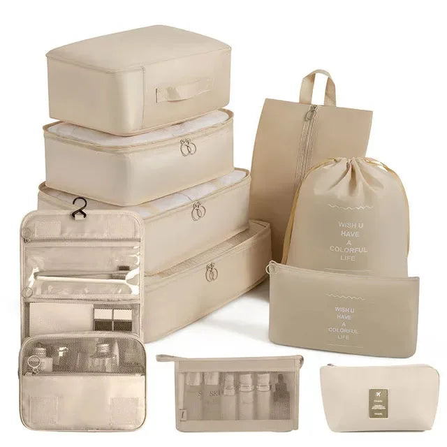 8/9/10/11 Pcs Set Travel Organizer Storage Bags Suitcase Packing Cubes Set Cases Portable Luggage Clothe Shoe Tidy Pouch Folding