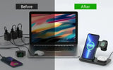 3 In 1 Wireless Charger Stand Foldable 15W Fast Wireless Charging Station Dock for iPhone 16 15 14 13 12 iWatch 9 8 7 6 Airpods