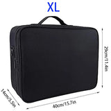 Large capacity travel makeup case, portable artist organizer with adjustable dividers and shoulder strap for toiletries jewelry