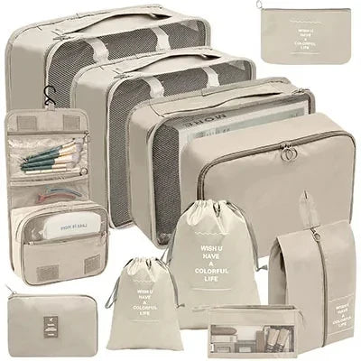 8/9/10/11 Pcs Set Travel Organizer Storage Bags Suitcase Packing Cubes Set Cases Portable Luggage Clothe Shoe Tidy Pouch Folding