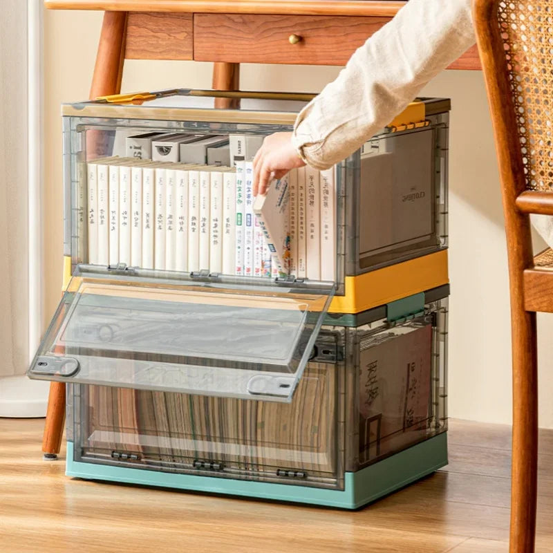 Foldable Storage Trunk Open Storage Box Transparent Storage Bin Home Wardrobe Clothes Organizer Large Capacity Sundries Box