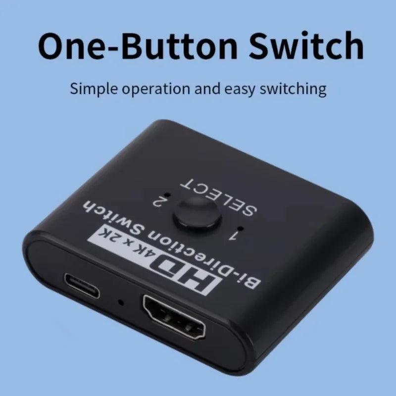 4K 60Hz HDMI Bi-Directional Switch 2x1 Splitter 2 Ports Input 1 Output For PC Laptop Monitor TV Projector Audio Video Converter