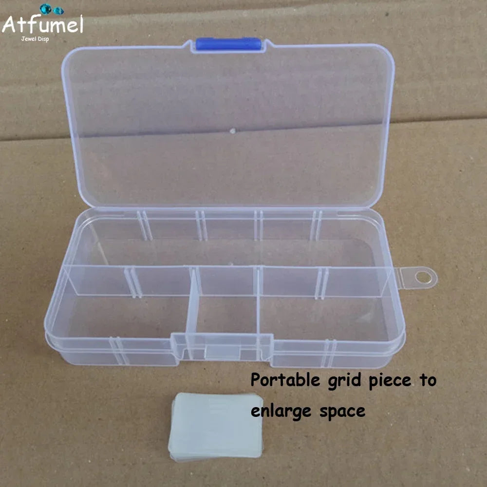 10/15 Compartment Beads Jewelery Storage Box Portable Craft Container Earrings Ring Display Case DIY Trinket Organizer Box