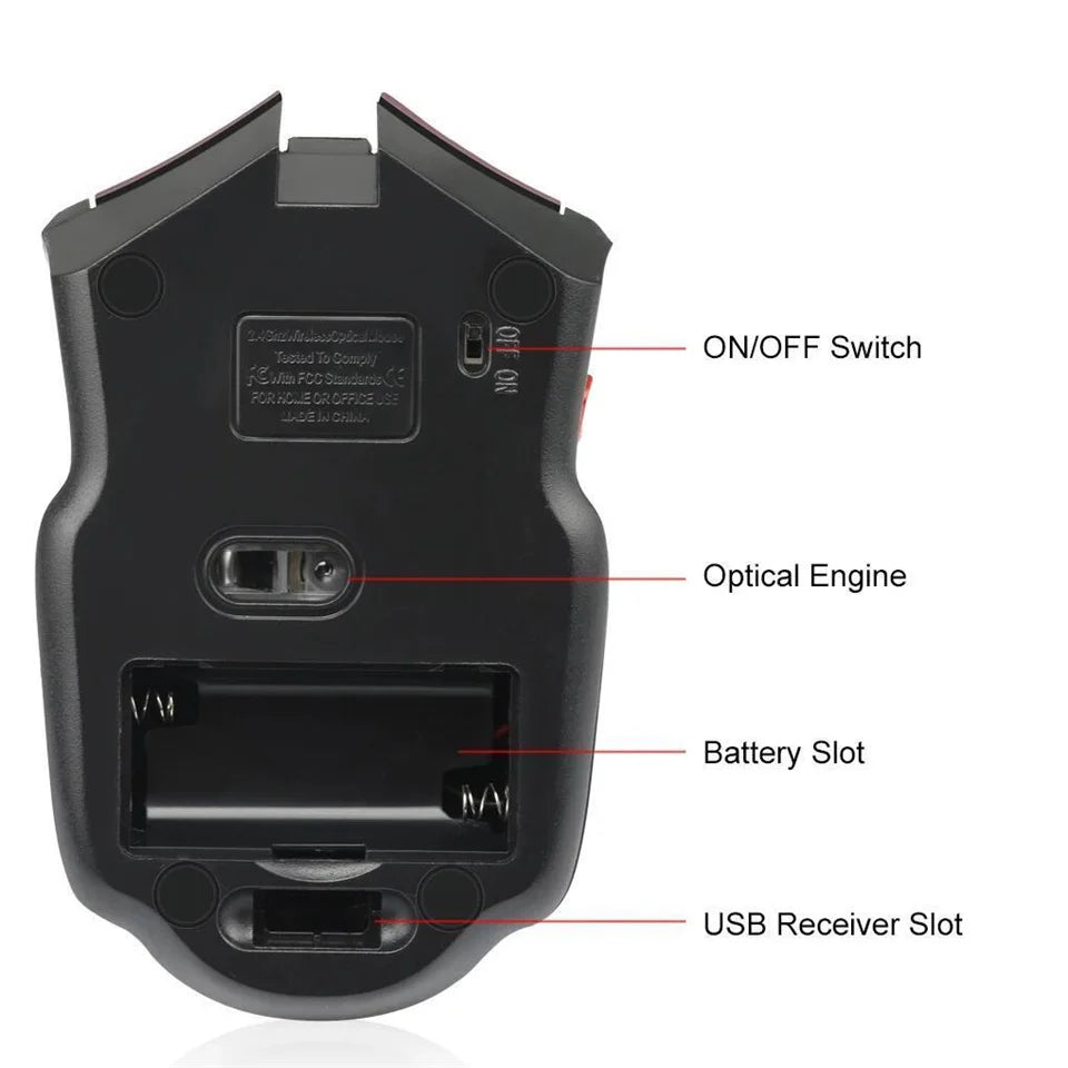 2.4G 6 Buttons Wireless Mouse 1600DPI Optical Mouse Gamer for Computer Wireless Mice with USB Receiver for PC Laptop Accessories