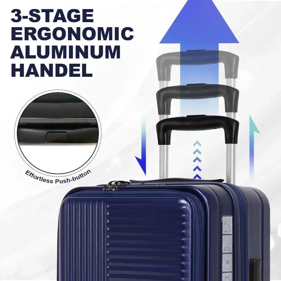 Luggage with front opening TSA approved lock hardshell suitcase Blue