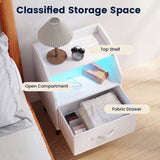 Set Of 2 Nightstands with LED Lights and Power Outlets for Living Room