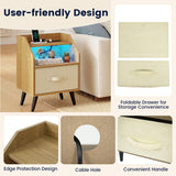 Set Of 2 Nightstands with LED Lights and Power Outlets for Living Room