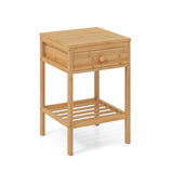 Set of 1/2 Bamboo Nightstand Bedside Table with Storage Drawer and Open Shelf