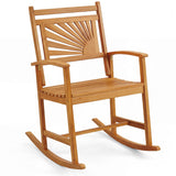 Set of 1/2 Acacia Wood Patio Rocking Chair with Curved Armrests