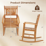 Set of 1/2 Acacia Wood Patio Rocking Chair with Curved Armrests
