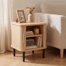 Set of 1 Fluted Nightstand with Sliding Doors and Adjustable Shelf for Small Spaces