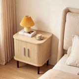 Set of 1 Fluted Nightstand with Sliding Doors and Adjustable Shelf for Small Spaces