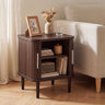 Set of 1 Fluted Nightstand with Sliding Doors and Adjustable Shelf for Small Spaces