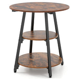 Set of 1 Industrial Side Tables with 3-Tier Shelves & Metal Frame for Small Space-Rustic Brown