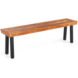 Set of 1 Outdoor Acacia Wood Benches 2-3 People Backless Garden Front Benches with Metal Frame-1 Piece