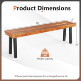 Set of 1 Outdoor Acacia Wood Benches 2-3 People Backless Garden Front Benches with Metal Frame-1 Piece