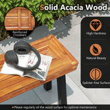 Set of 1 Outdoor Acacia Wood Benches 2-3 People Backless Garden Front Benches with Metal Frame-1 Piece