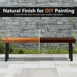 Set of 1 Outdoor Acacia Wood Benches 2-3 People Backless Garden Front Benches with Metal Frame-1 Piece