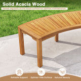 Set of 1/2 Outdoor Bench Acacia Wood Curved Garden Bench 2