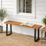 Set of 1 Wood Patio Bench 47.5" Long Dining Bench for Entryway Poolside