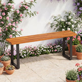 Set of 1 Wood Patio Bench 47.5" Long Dining Bench for Entryway Poolside