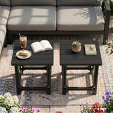 Set of 2 18 Inch Outdoor Adirondack Side Table with Slatted Surface