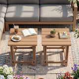 Set of 2 18 Inch Outdoor Adirondack Side Table with Slatted Surface