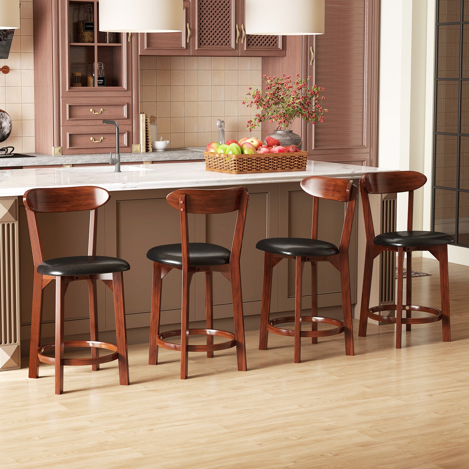 Set of 2 29 Inch Modern Armless Upholstered Cushioned Seat Island Dining Chairs for Kitchen