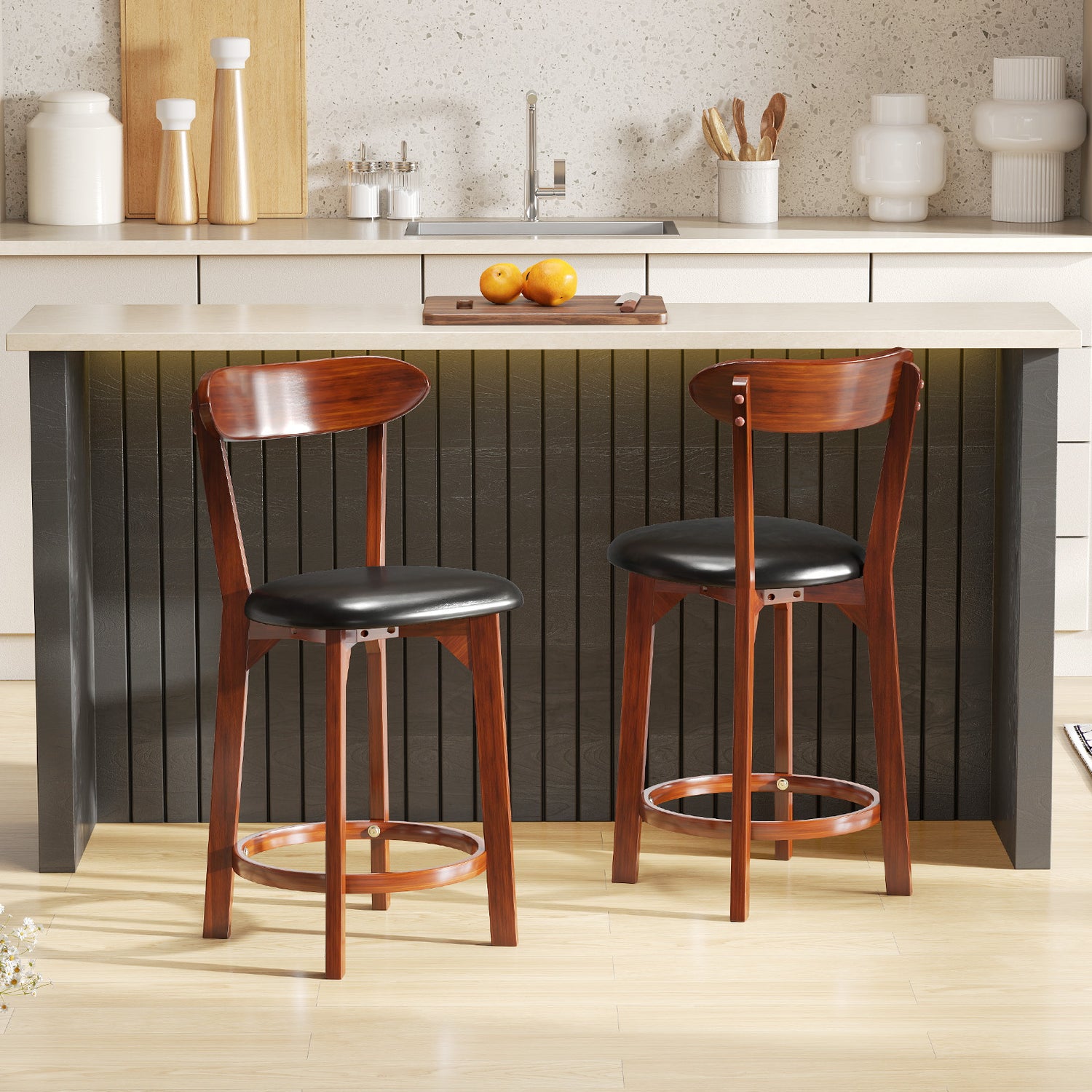 Set of 2 29 Inch Modern Armless Upholstered Cushioned Seat Island Dining Chairs for Kitchen