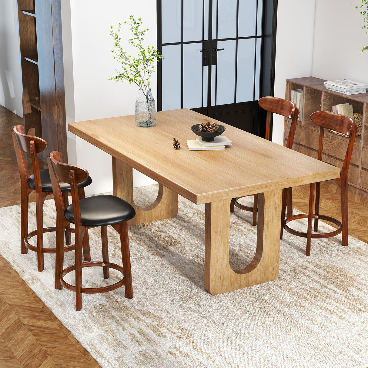 Set of 2 29 Inch Modern Armless Upholstered Cushioned Seat Island Dining Chairs for Kitchen