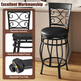 Set of 2 26 Inch Bar Stool with Backrest and Footrest