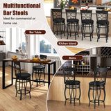 Set of 2 26 Inch Bar Stool with Backrest and Footrest