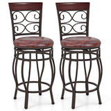 Set of 2 26 Inch Bar Stool with Backrest and Footrest