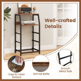 Set of 2 30.5" Tall Nightstand with 3 Fabric Drawers and 2 Spacious Open Shelves-Rustic Brown