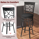 2 Pieces 30 Inch 360 Degree Swivel Bar Stools with Leather Padded Seat