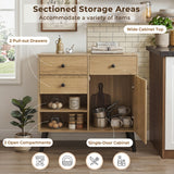 Set of 2 31" Buffet Cabinet with 2 Drawers and Open Compartments for Kitchen