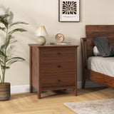 3-Drawer Nightstand with Wooden Finish for Bedroom-Brown