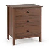 3-Drawer Nightstand with Wooden Finish for Bedroom-Brown