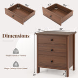 3-Drawer Nightstand with Wooden Finish for Bedroom-Brown