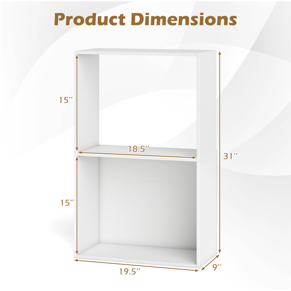Set of 2 3-Tier Bookshelf with Open Storage Compartment and Freestanding Display Shelf