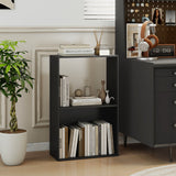 Set of 2 3-Tier Bookshelf with Open Storage Compartment and Freestanding Display Shelf
