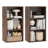 Set of 2 3-Tier Cube Bookcase with Adjustable Shelves for Home Office
