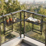 Set of 2 48" Balcony Railing Table with 5-Level Adjustable Height for Patio and Deck-Black