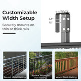 Set of 2 48" Balcony Railing Table with 5-Level Adjustable Height for Patio and Deck-Black