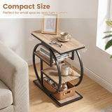 Set of 2 4-Tier Narrow End Table for Living Room with Storage Shelves