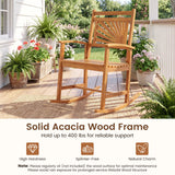 Set of 1/2 Acacia Wood Patio Rocking Chair with Curved Armrests