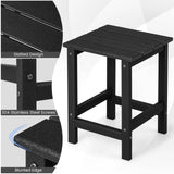 Set of 2 14 Inch Square Weather-Resistant Adirondack Side Table-Black