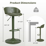 Set of 2 Adjustable Swivel Bar Stools w/ Back & Footrest 330 LBS for Dining