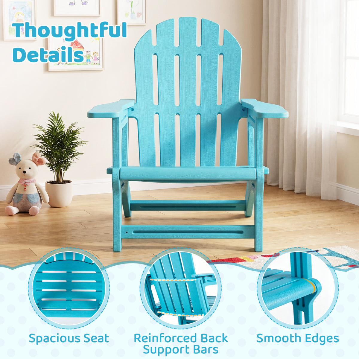Set of 2 All-Weather Outdoor Kids Patio Seating with Ergonomic Design