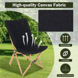 Set of 2 Bamboo Dorm Chair with Storage Pocket for Camping and Fishing